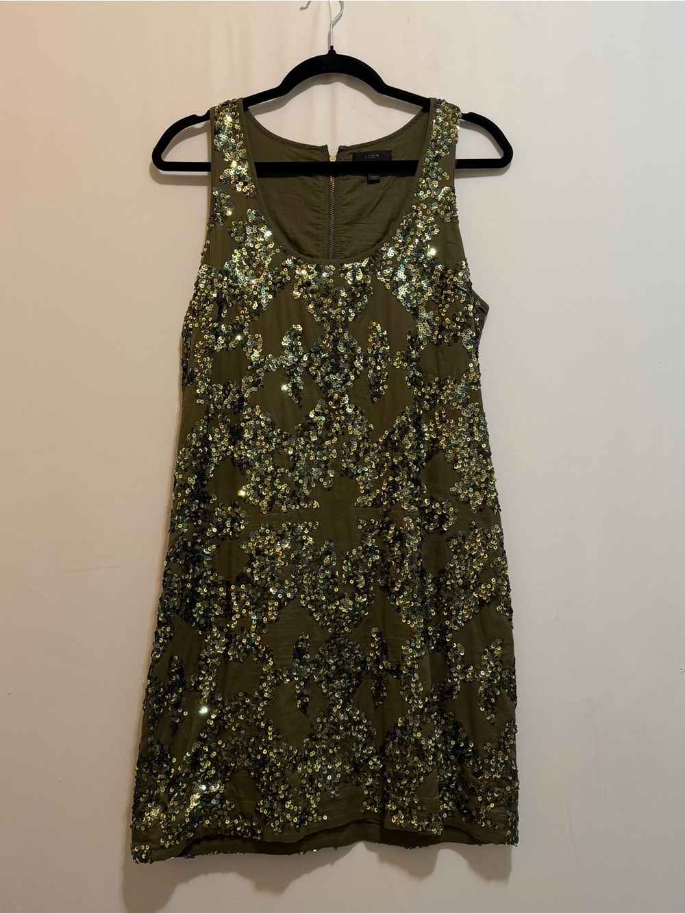 J. Crew Olive Sequin Midi Tank Dress size 6